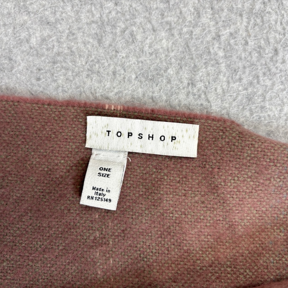 Topshop Scarf Fringe Brown Plaid Rectangle Heritage Academia Quiet Luxury Italy - Picture 3 of 6
